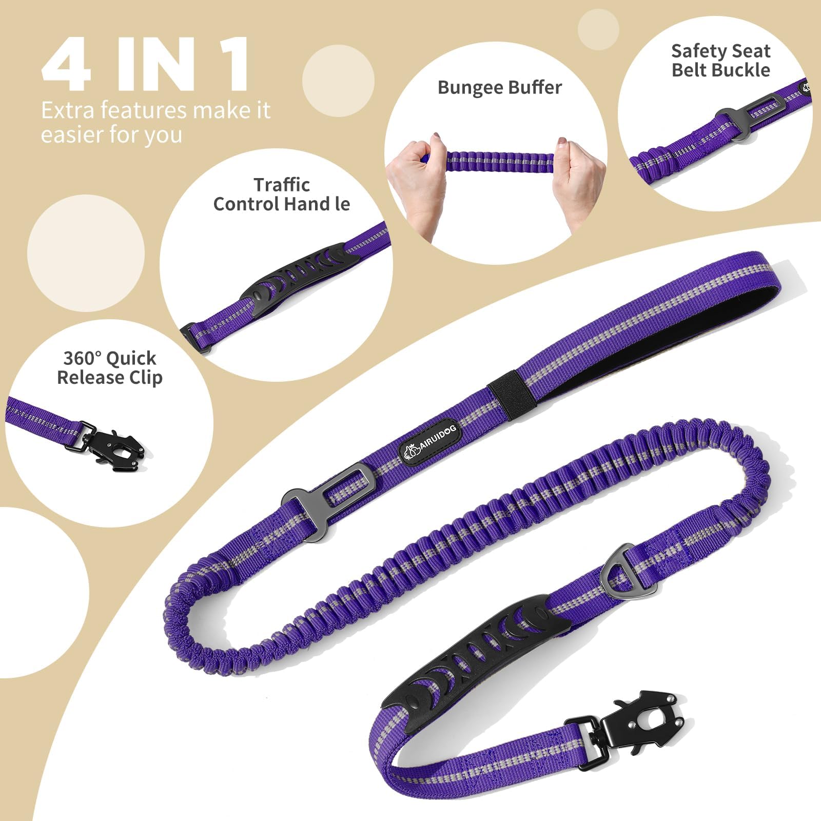 Airuidog reflective stripes increase visibility during dawn and night walks.
