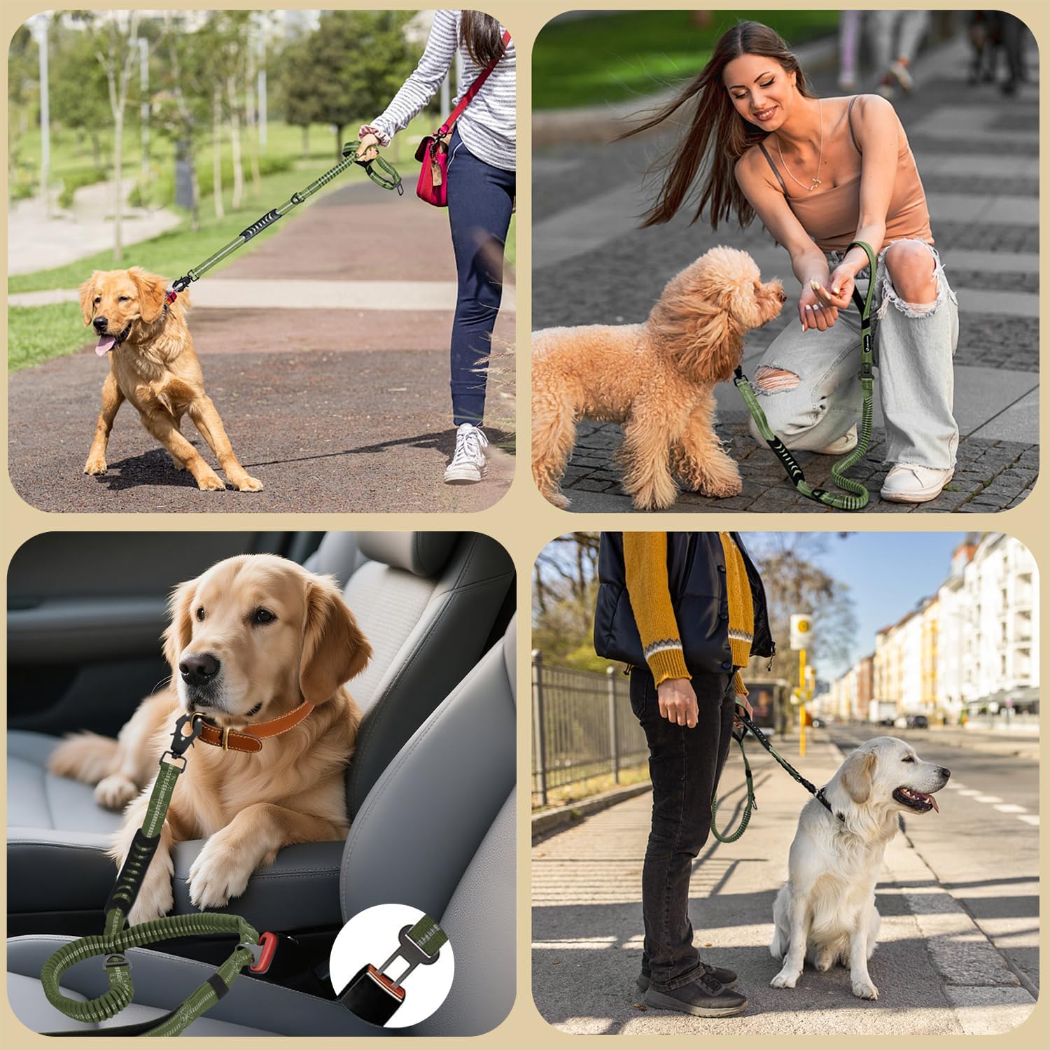 AirUIDOG nylon stitching reinforces the leash to withstand strong pulls.