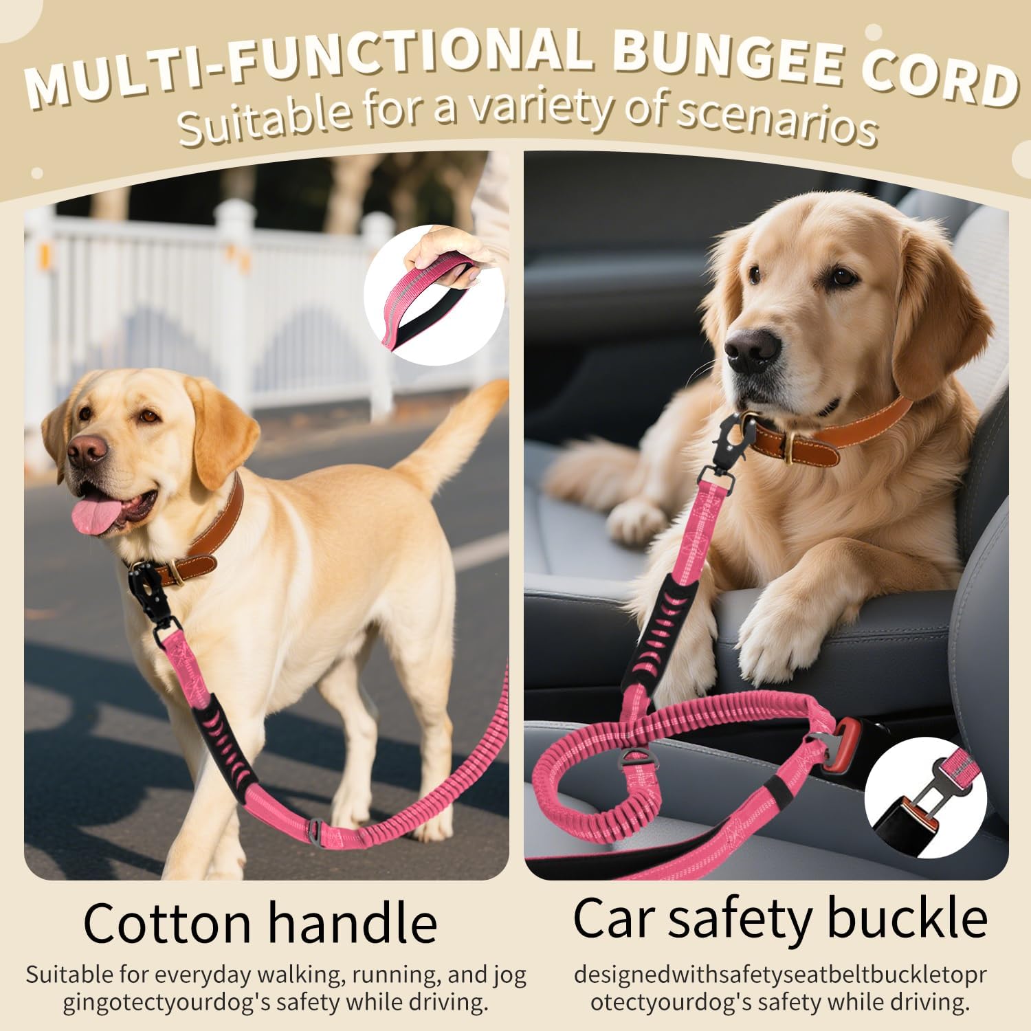 AIRUIDOG seatbelt clip supports safe car rides with the leash