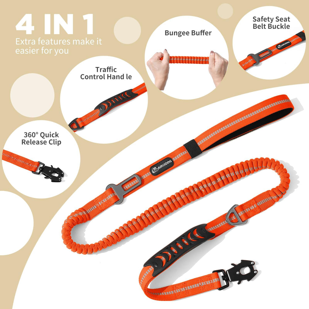 AIRUIDOG shock-absorbing bungee leash reduces strain for you and dog.