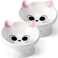 AISBUGUR raised cat food bowls in pink with 15° tilt for comfortable feeding