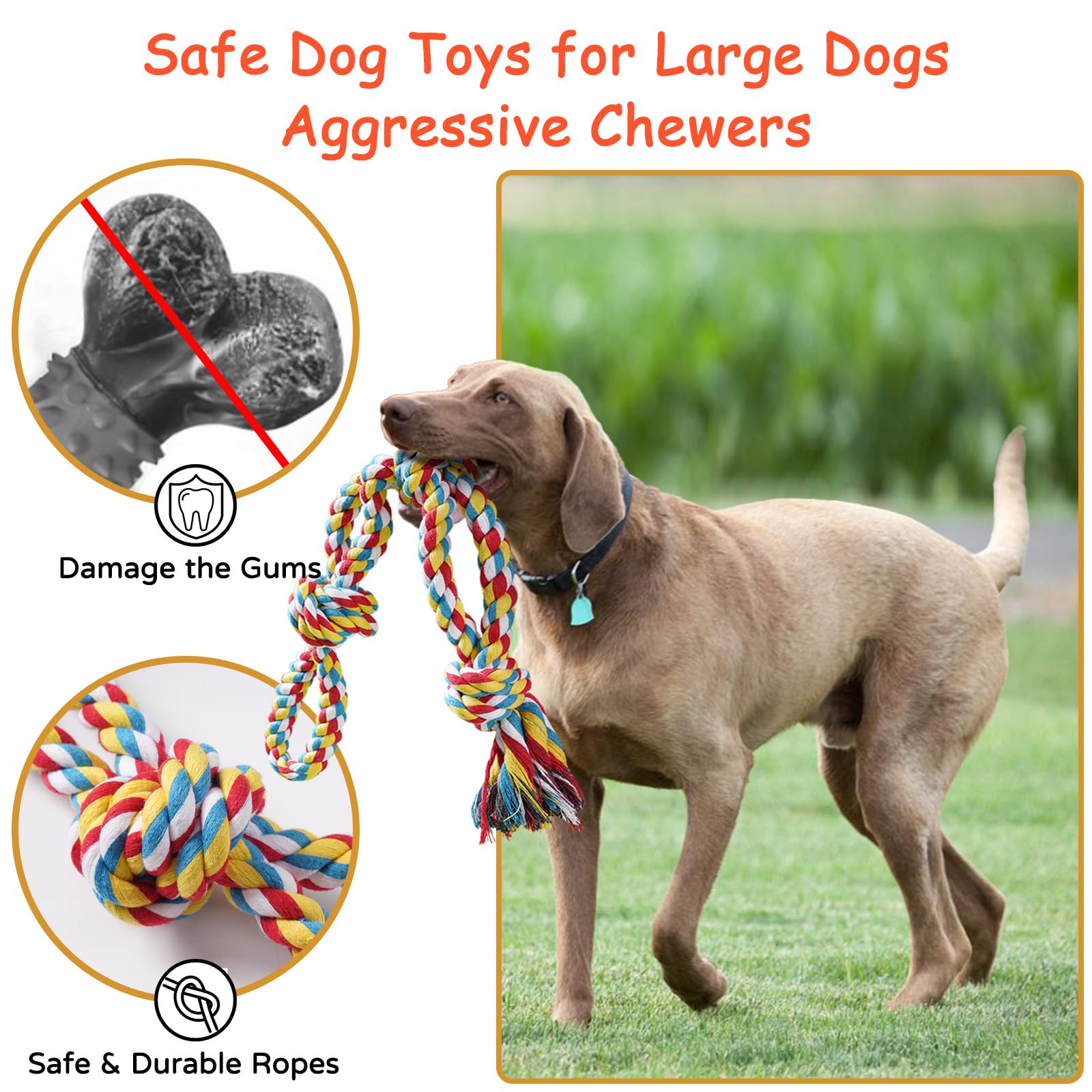 Aitmexcn second 27.9 inch knotted tug toy designed for durable fetch and chew sessions.