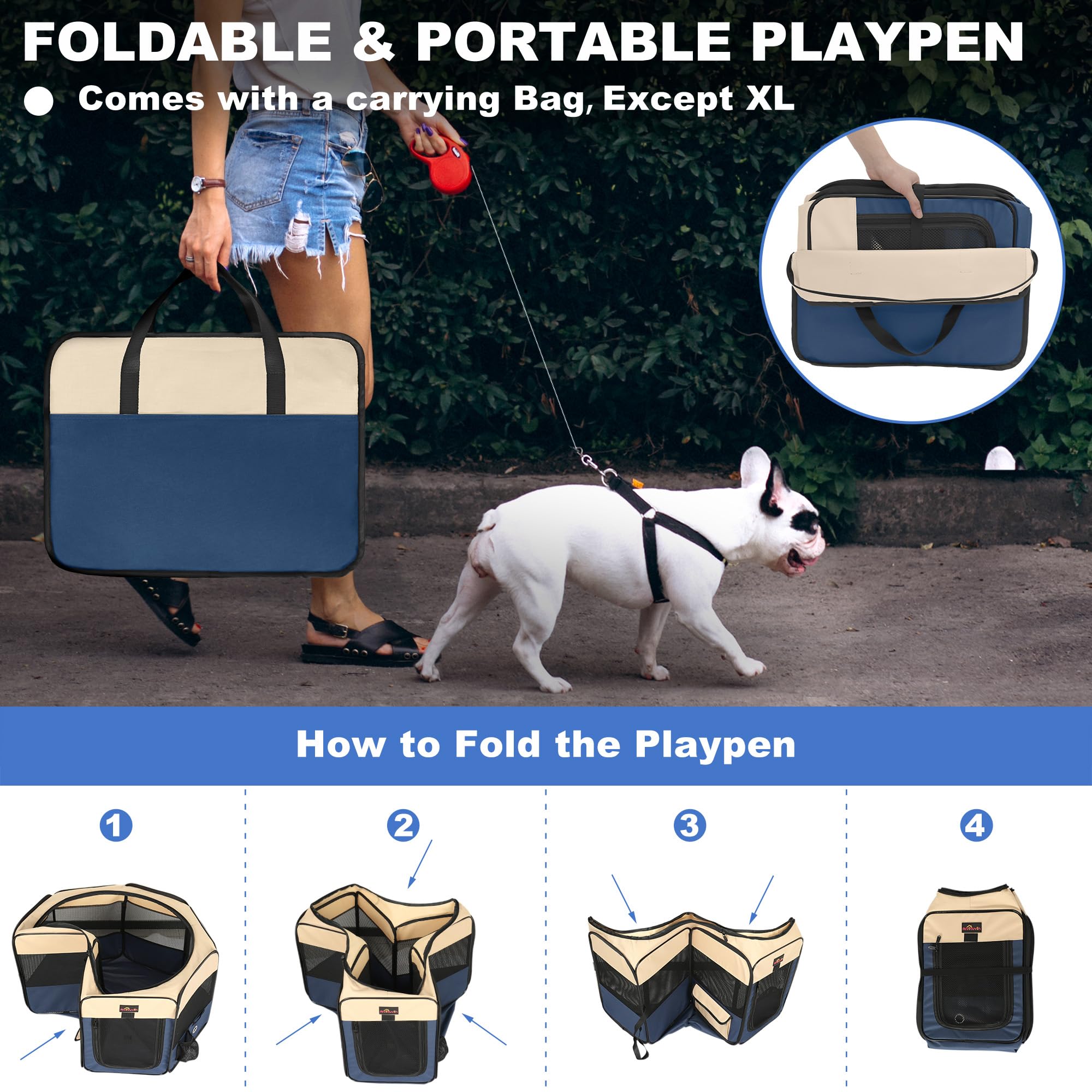 Aivituvin dog playpen breathable mesh windows for better airflow.