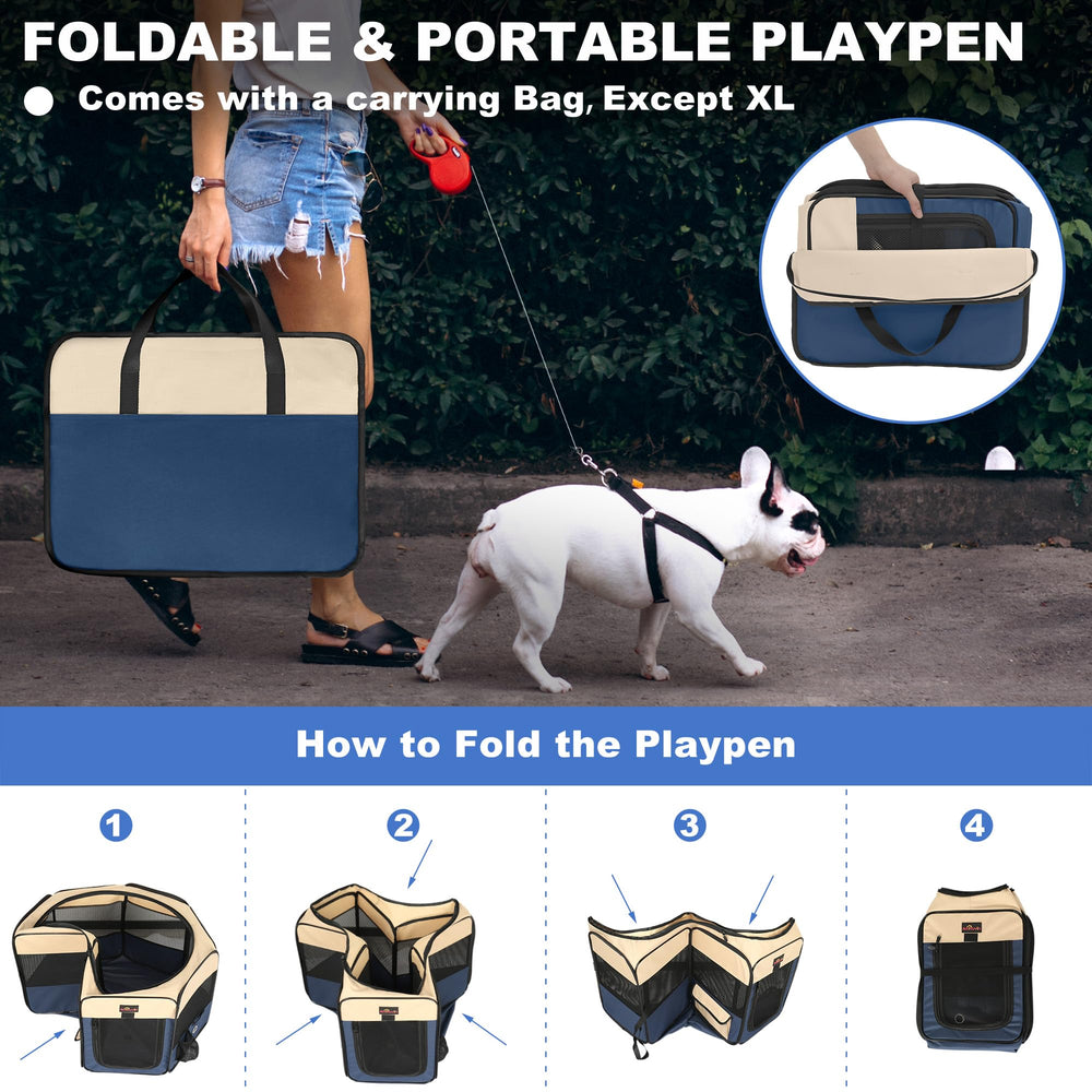 Aivituvin dog playpen breathable mesh windows for better airflow.
