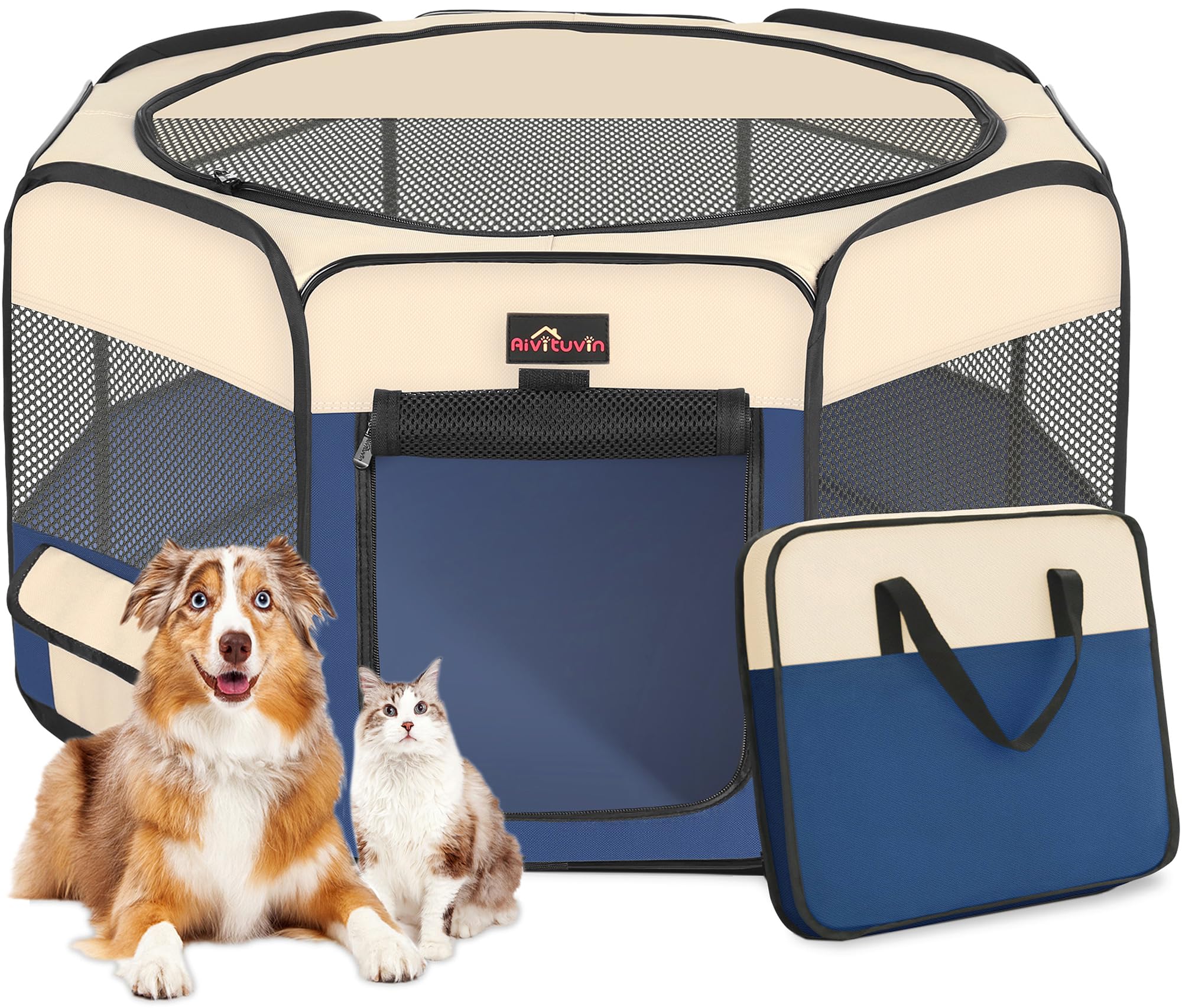Aivituvin dog playpen foldable design for easy setup and portability.