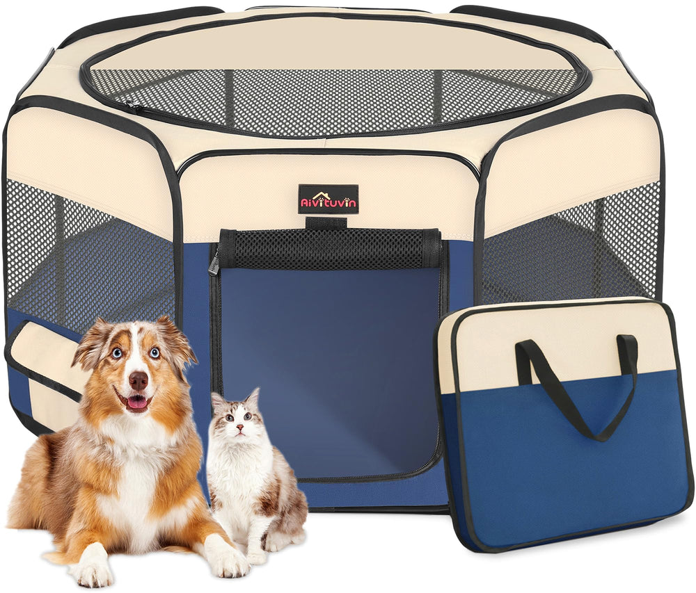 Aivituvin dog playpen foldable design for easy setup and portability.