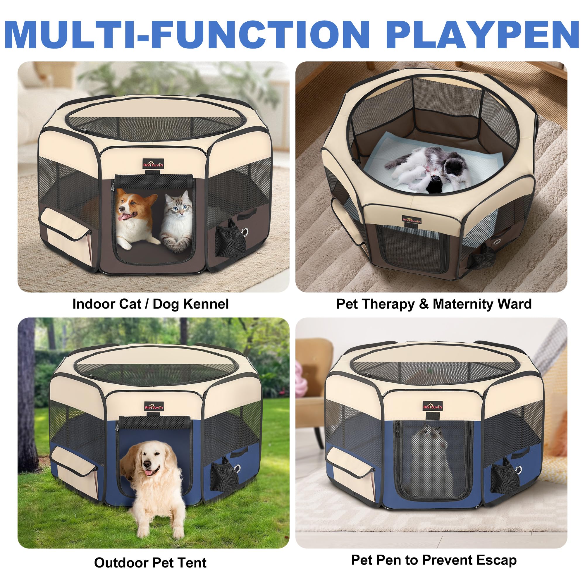 Aivituvin dog playpen multiple sizes to fit small to large pets.