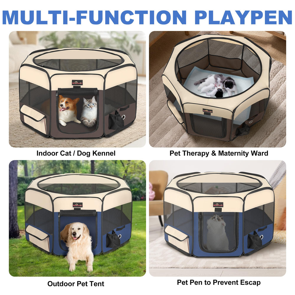 Side pockets on the playpen keep small items handy.