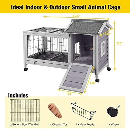 Aivituvin rabbit hutch front access doors for easy feeding and care