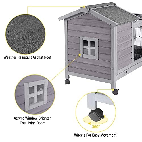 Aivituvin rabbit hutch lockable wheels for added stability