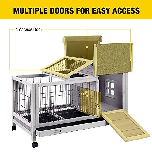 Aivituvin rabbit hutch open roof top pen for clear viewing
