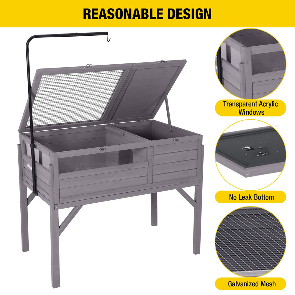 Aivituvin tortoise cage demonstrating easy-clean and quick-assembly features.