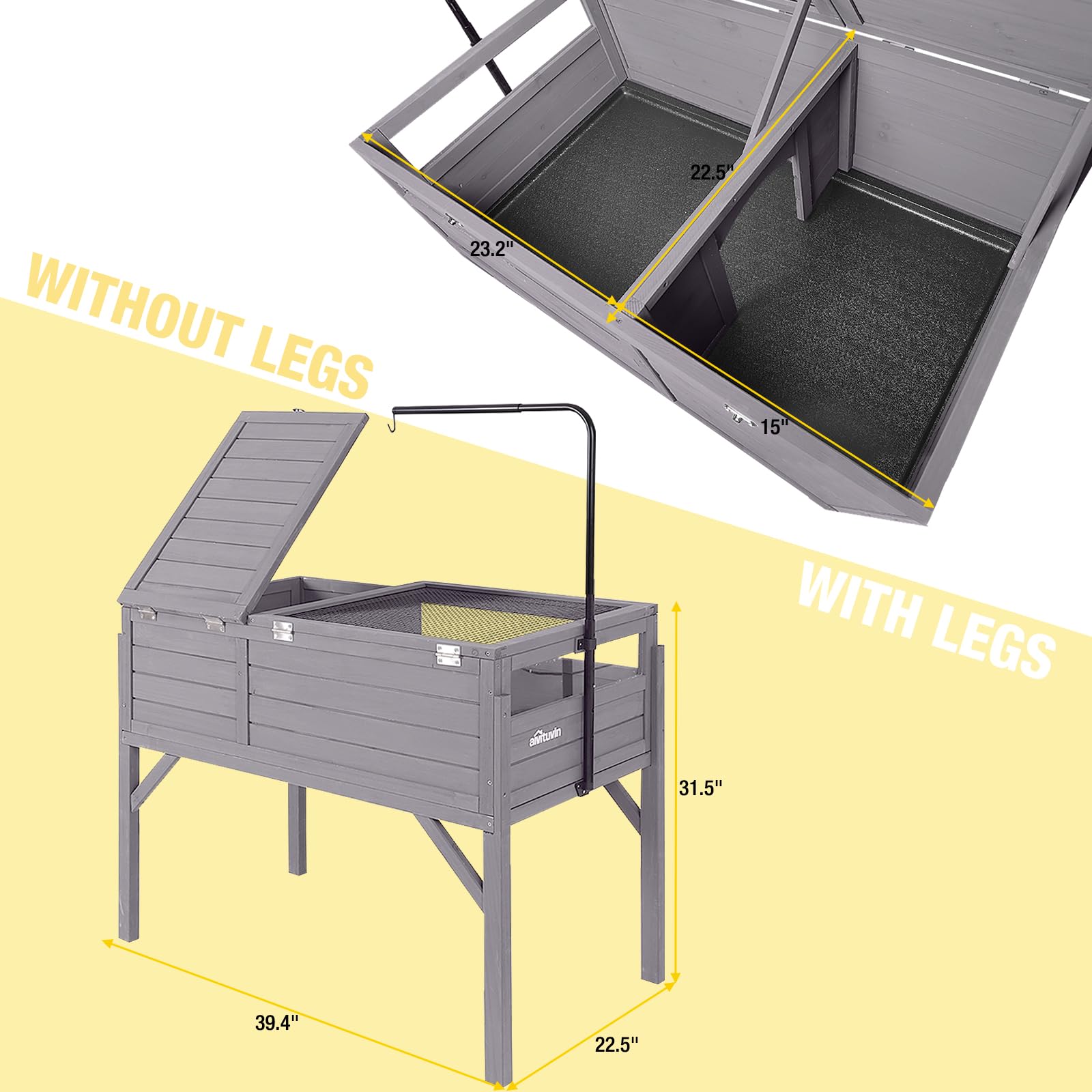 Aivituvin tortoise cage roof openable lid for convenient interior access and maintenance.