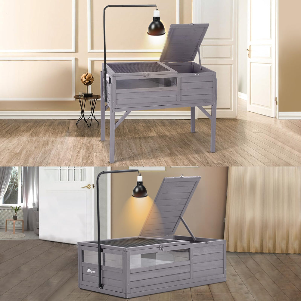 Aivituvin tortoise habitat two-room design maximizing living space for rest and activity.