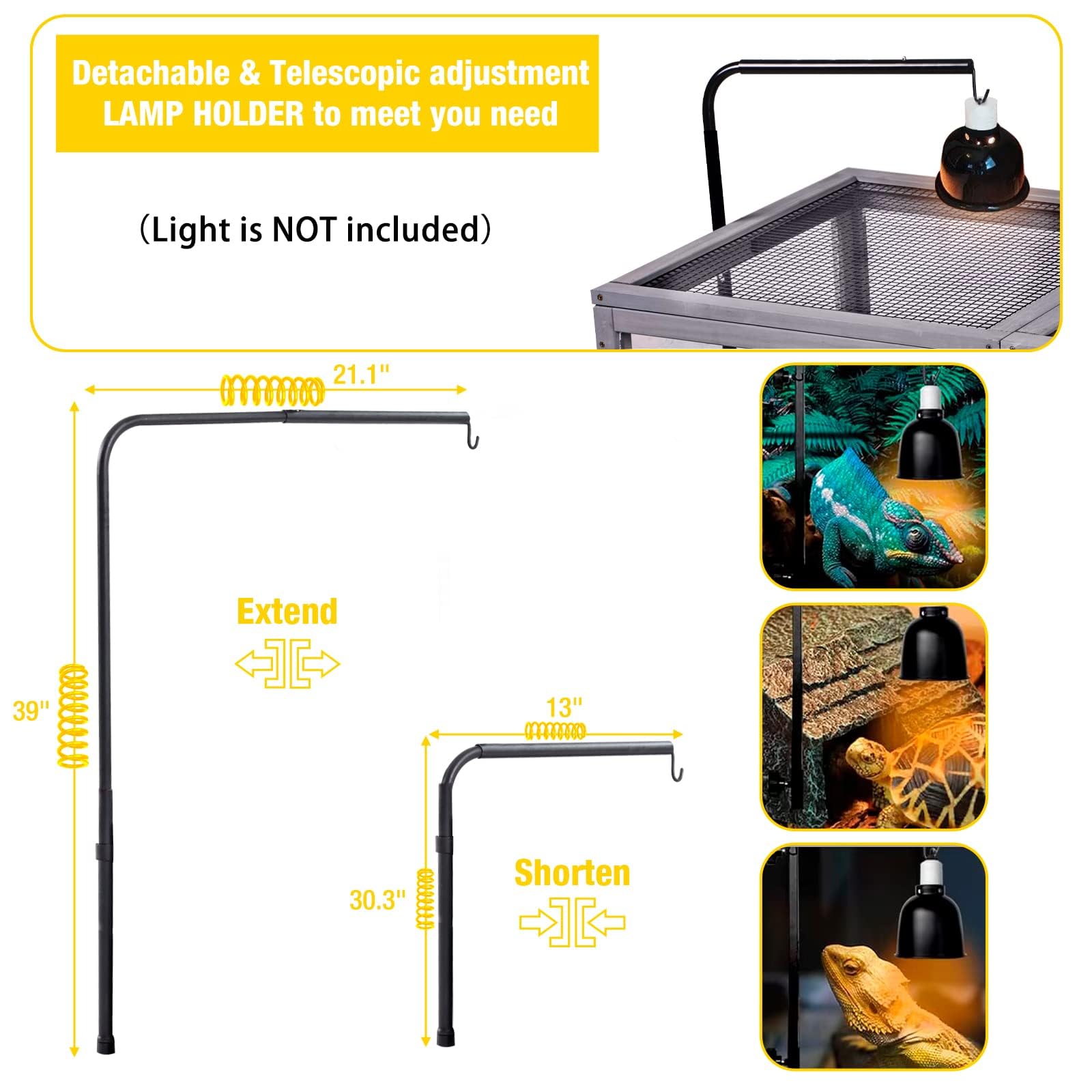 Aivituvin tortoise house lamp attachment demonstrates adjustable lighting.
