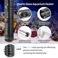 AIWEK aquarium heater protective shell guards the element and protects fish.