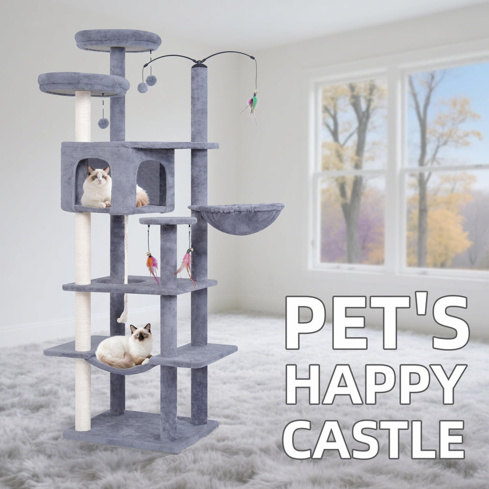 AIWIKIDE Big Cat Tree hammock and perch invite lounging and observation from above.