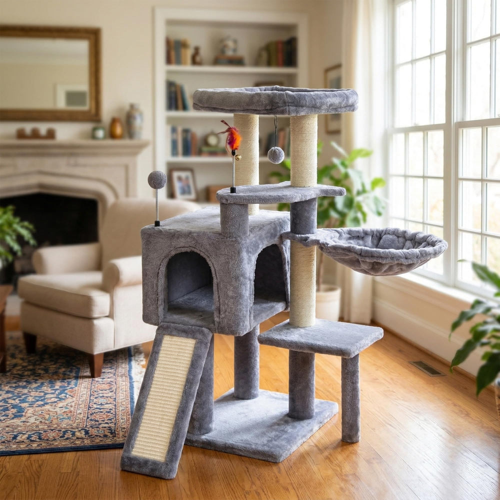AIWIKIDE multi-level-perches provide varied climbing and resting points for felines.