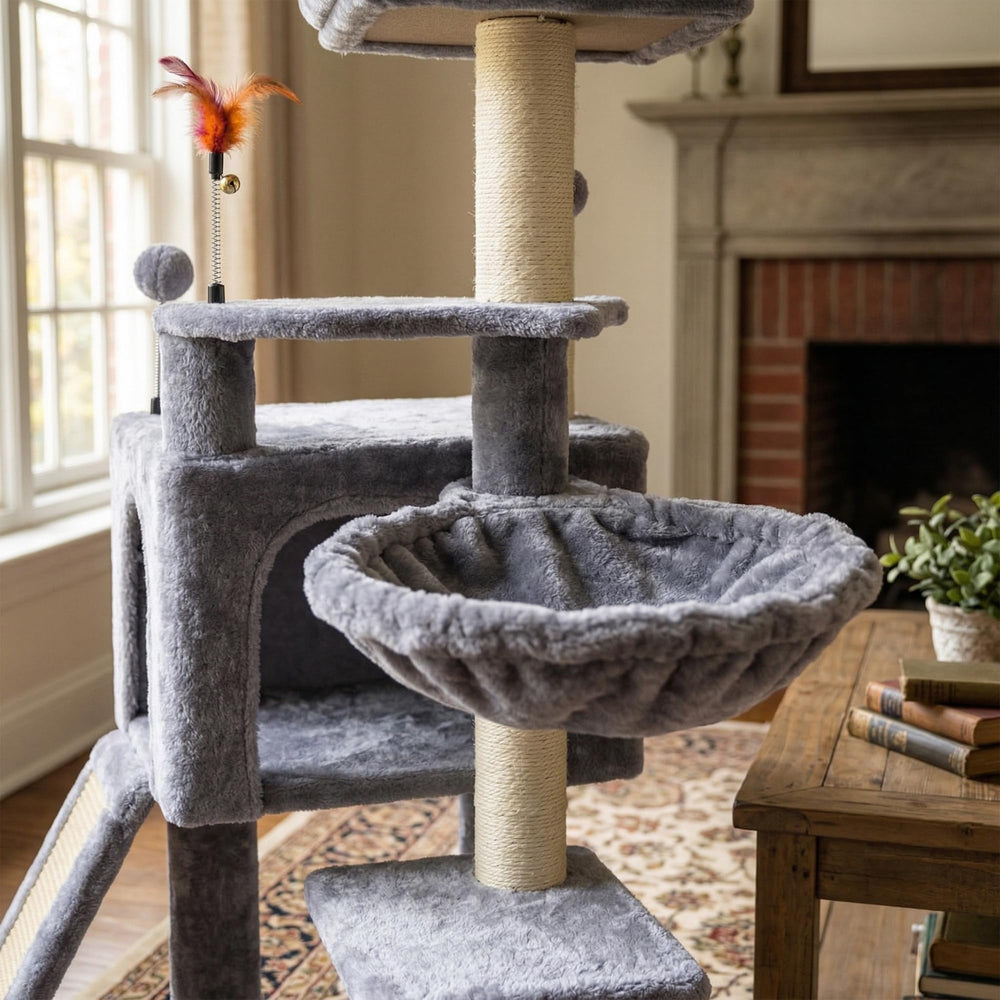 AIWIKIDE scratching-posts integrated for easy access to entertainment and relief.