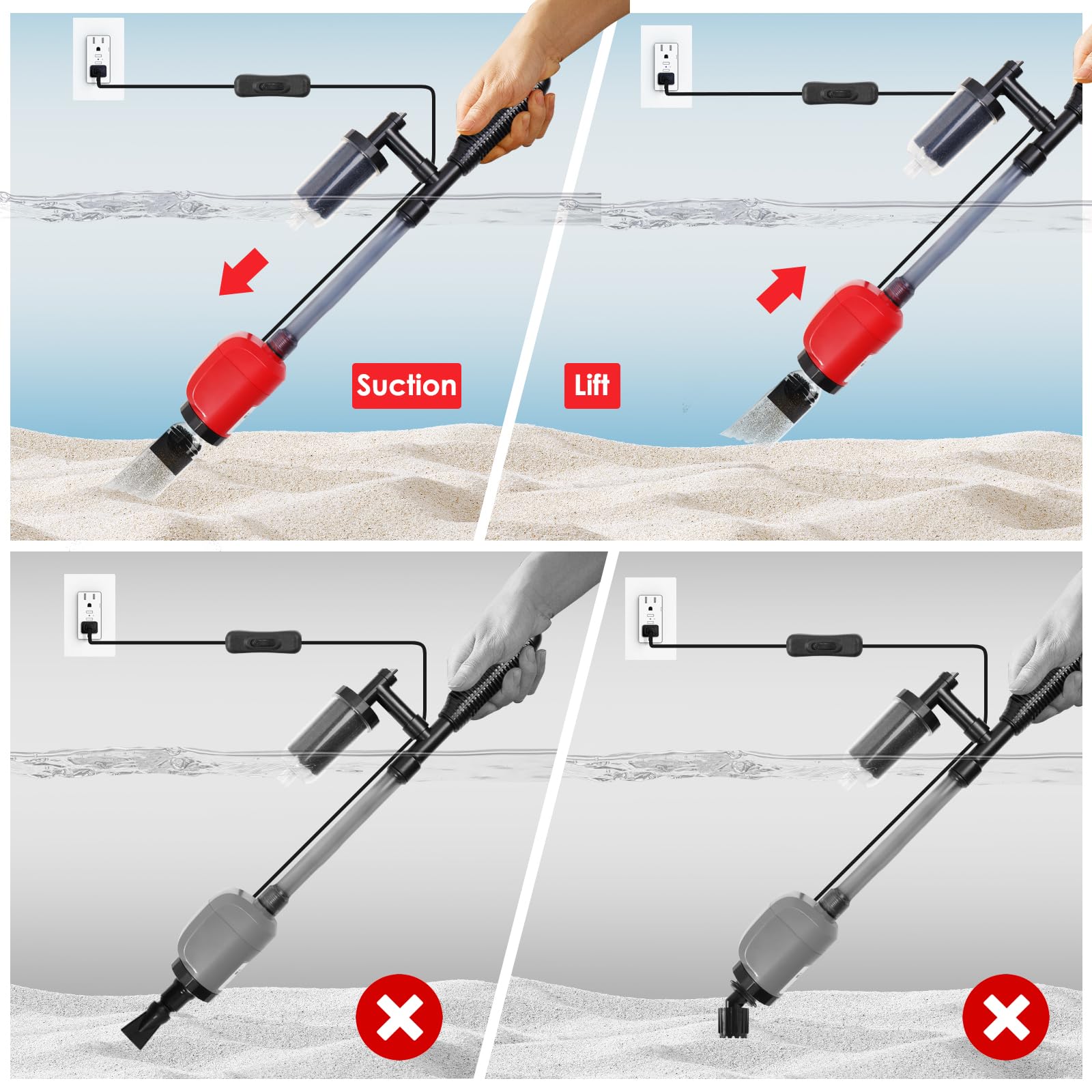 aiwrbwcey submersible pump delivers quiet, efficient gravel vacuums for large tanks