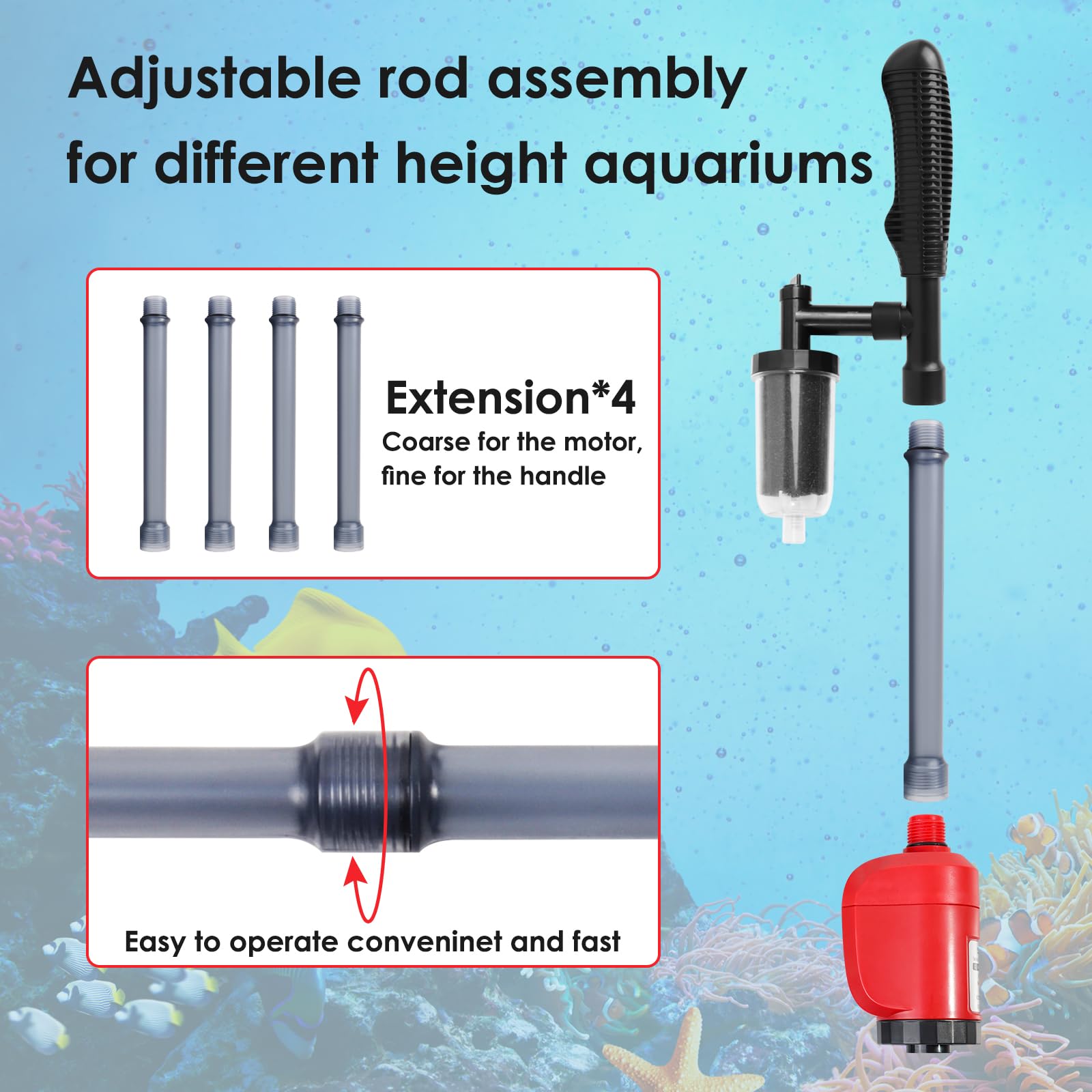aiwrbwcey telescopic pole adjusts to reach tall tanks easily