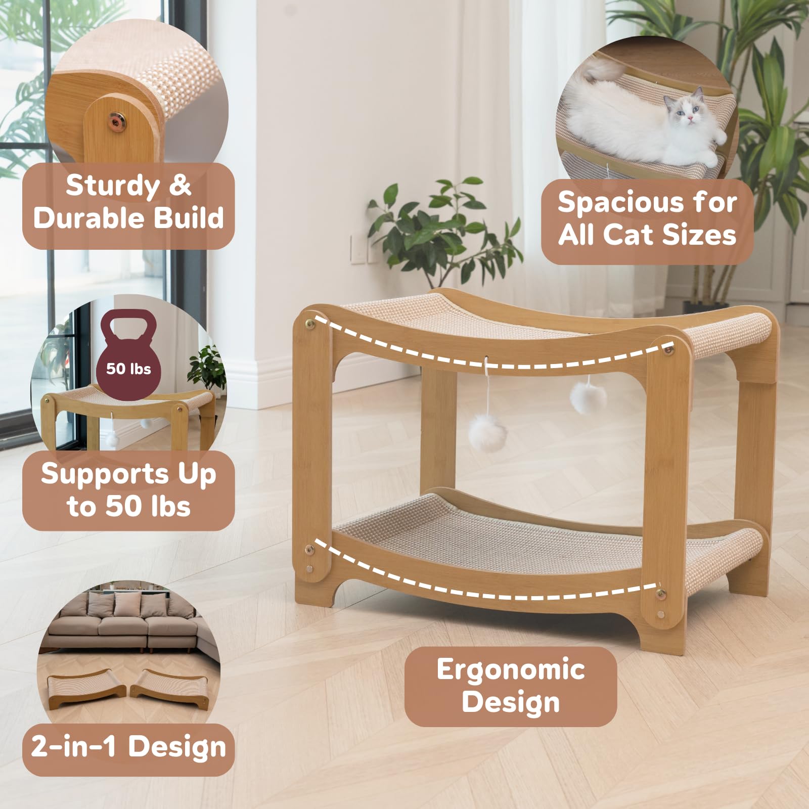 AixinPet Love scratch pad detail showing a durable sisal surface