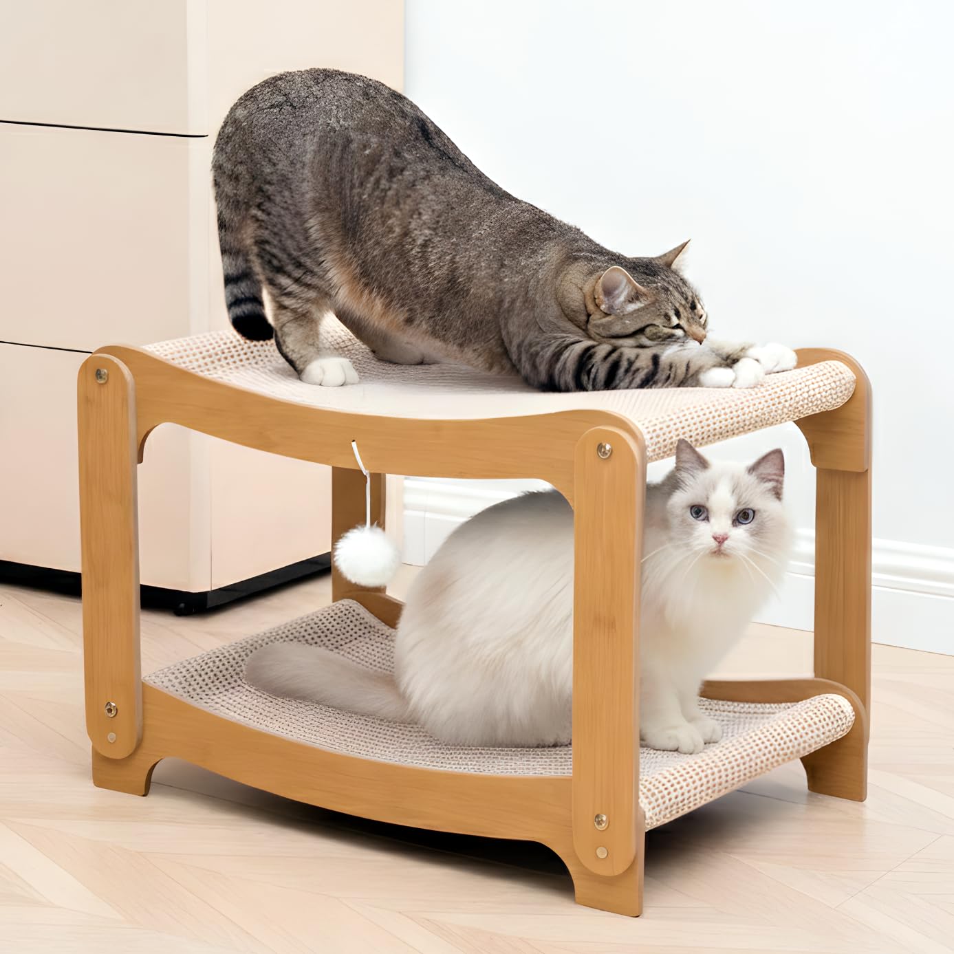 AixinPet Love two-level sisal scratcher bed for safe scratching and lounging