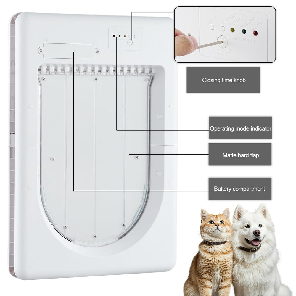 AJKJ Smart Pet Door battery compartment keeps power accessible for daily use.
