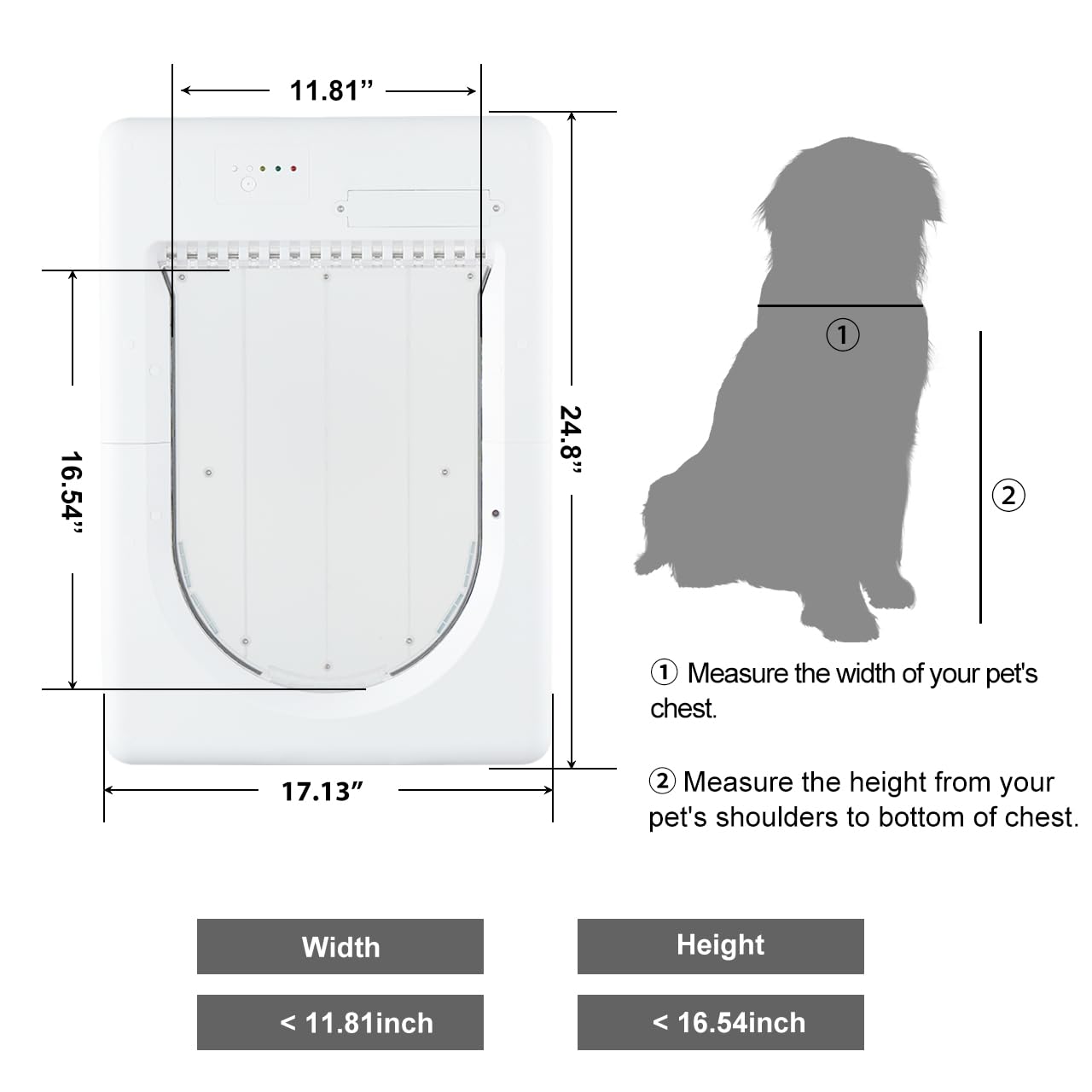 AJKJ Smart Pet Door large size supports pets up to 85 pounds with comfort.