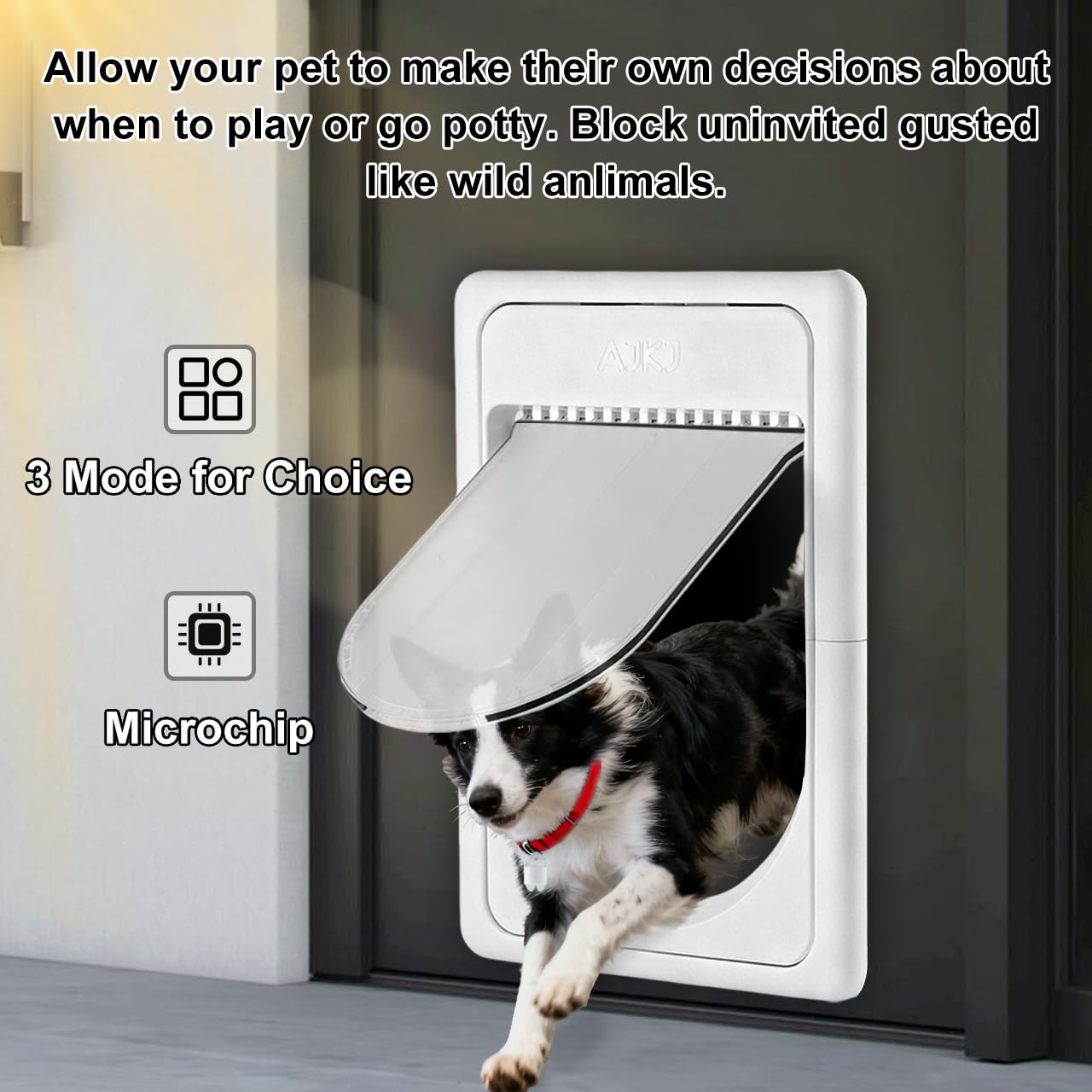 AJKJ Smart Pet Door side installation demonstrates easy retrofit for homes.