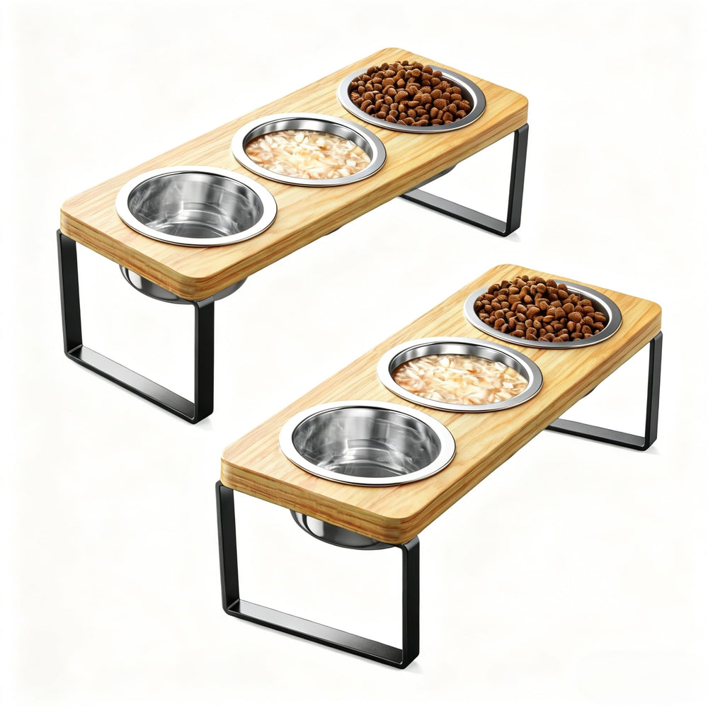 AKAOLA elevated cat bowl with 10 degree tilt for easier feeding and less whisker contact