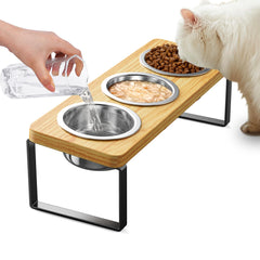 AKAOLA elevated cat bowls with tilt stand reduce spills during meals.