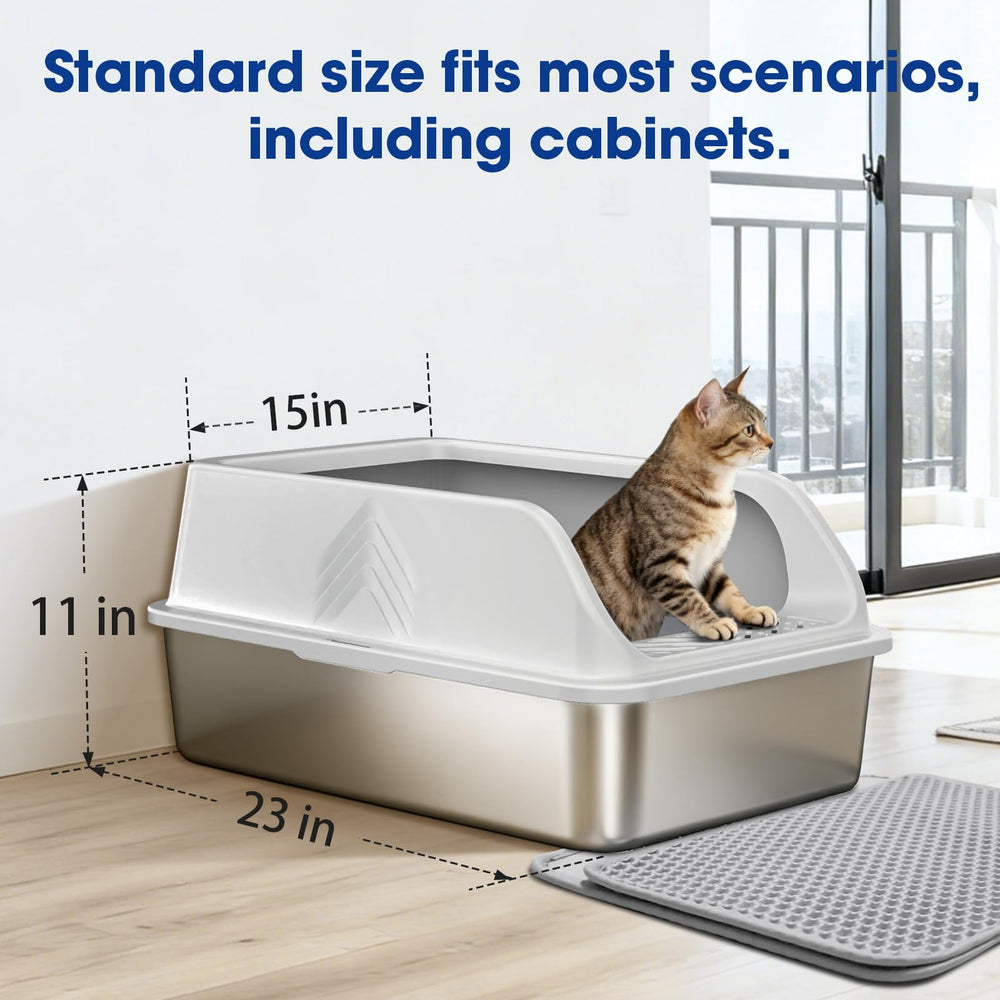 AKAOLA litter box with scoop and mat simplifies maintenance