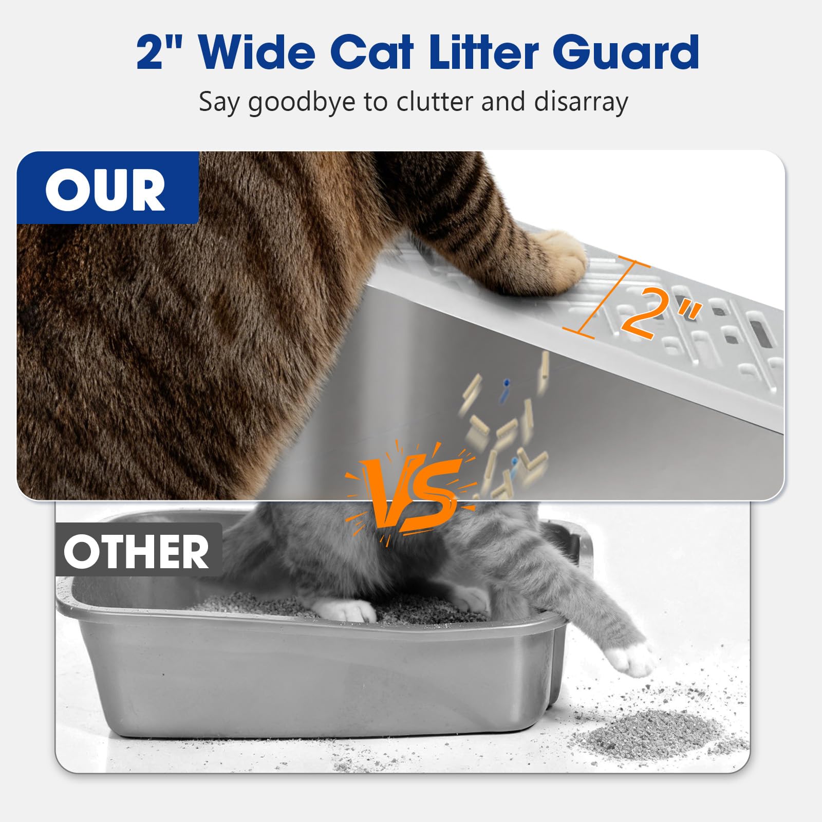 AKAOLA stainless steel litter box with lid closed, high sides for privacy.