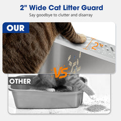 AKAOLA stainless steel litter box with lid closed, high sides for privacy.