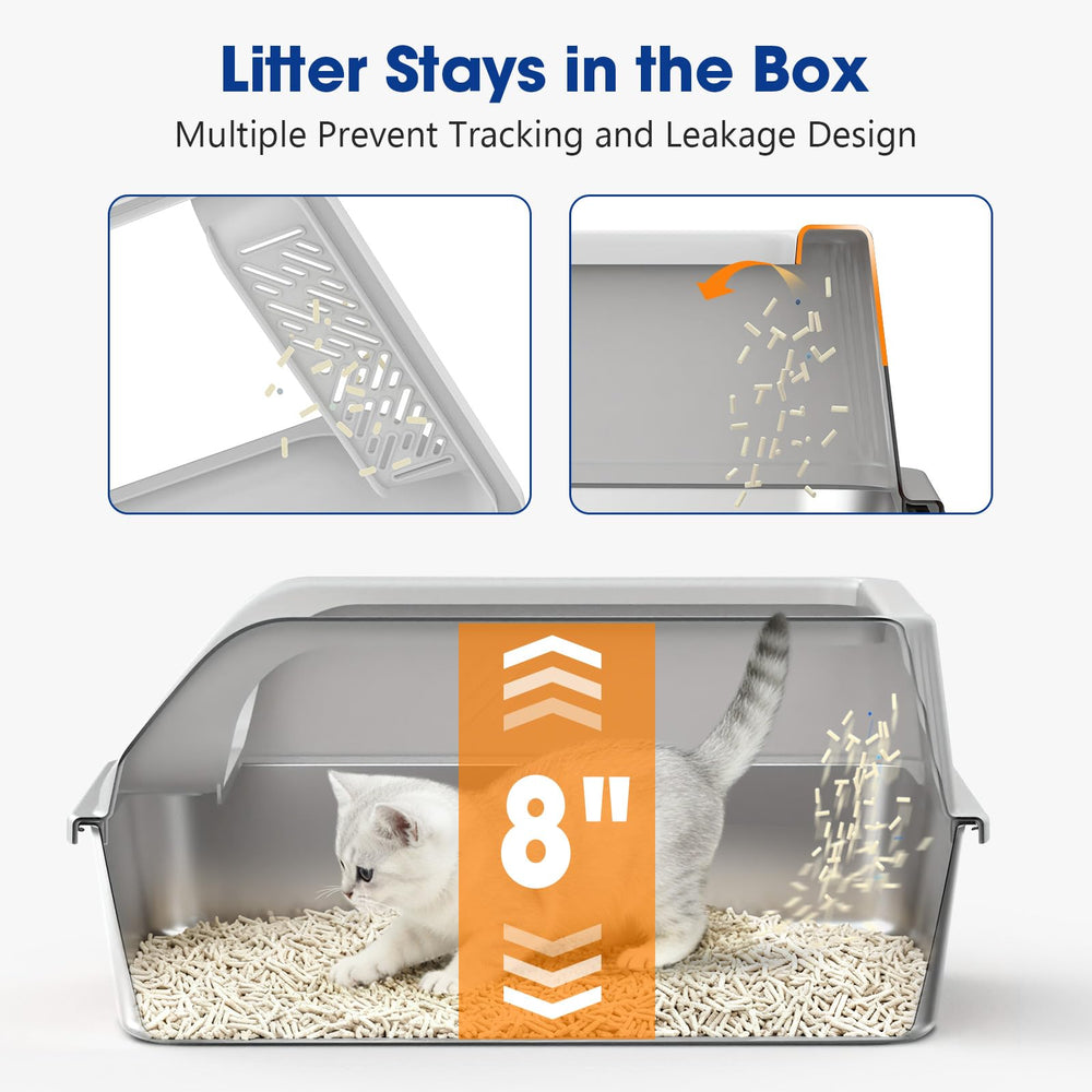 AKAOLA high-sided litter box enclosure providing privacy for anxious pets.