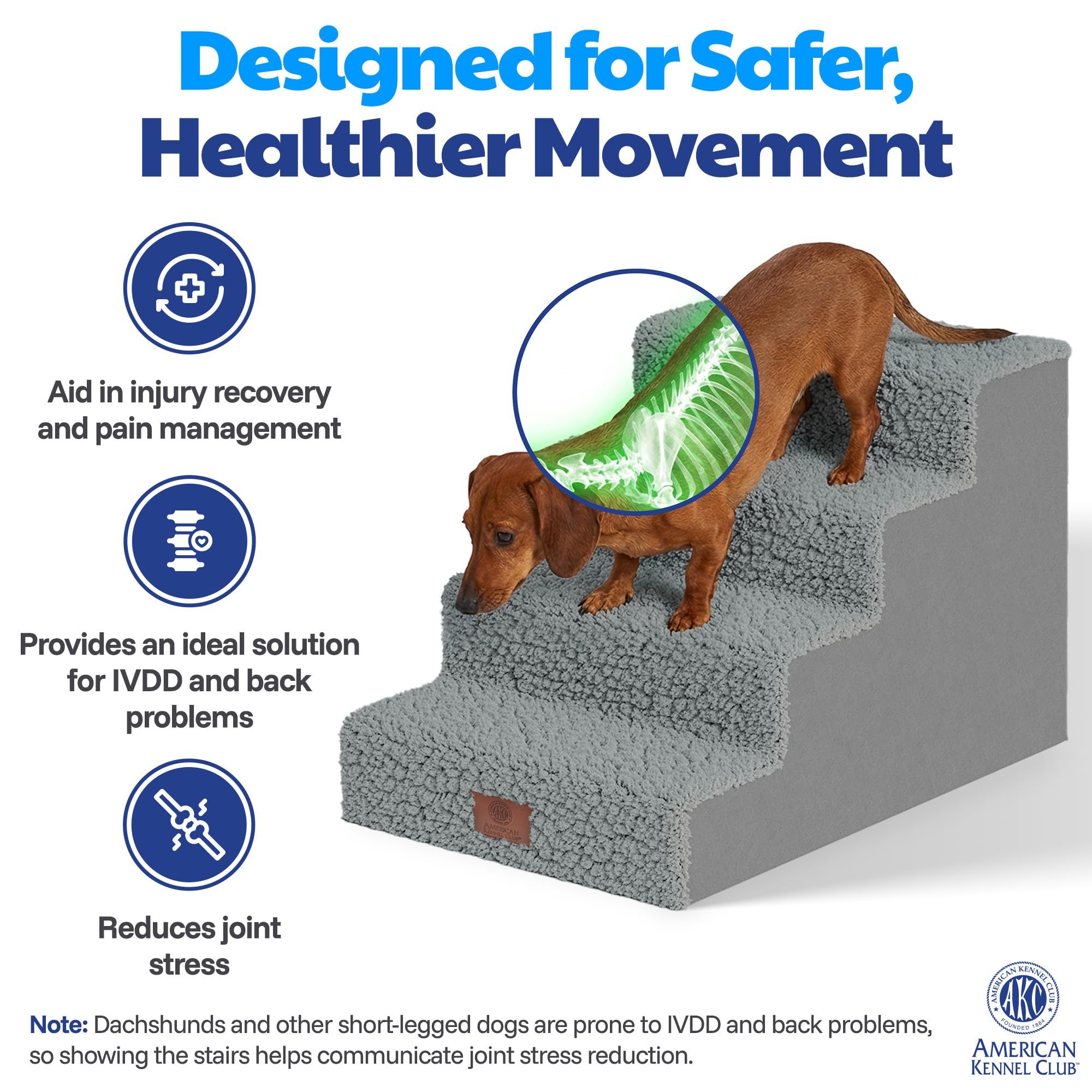 AKC 4-Step Pet Stairs lightweight design for easy repositioning.