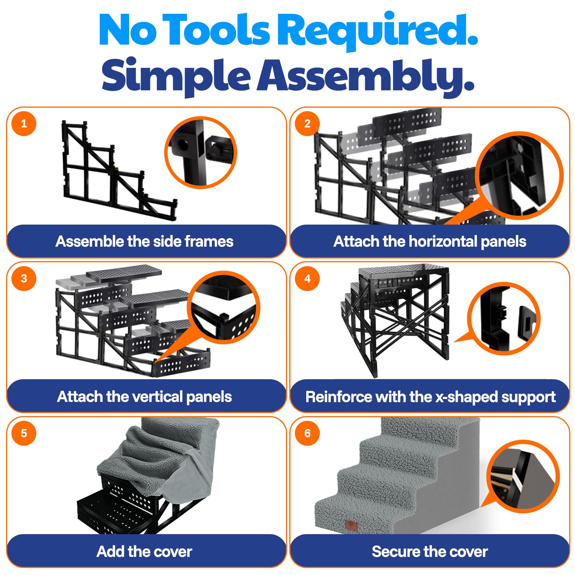 AKC 4-Step Pet Stairs washable cover keeps spaces clean.