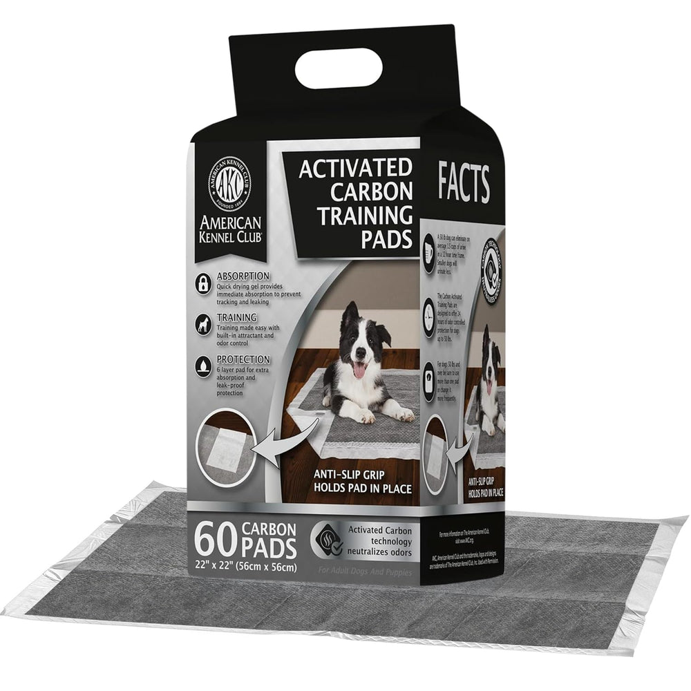 AKC charcoal puppy training pad with anti-slip backing keeps pad in place
