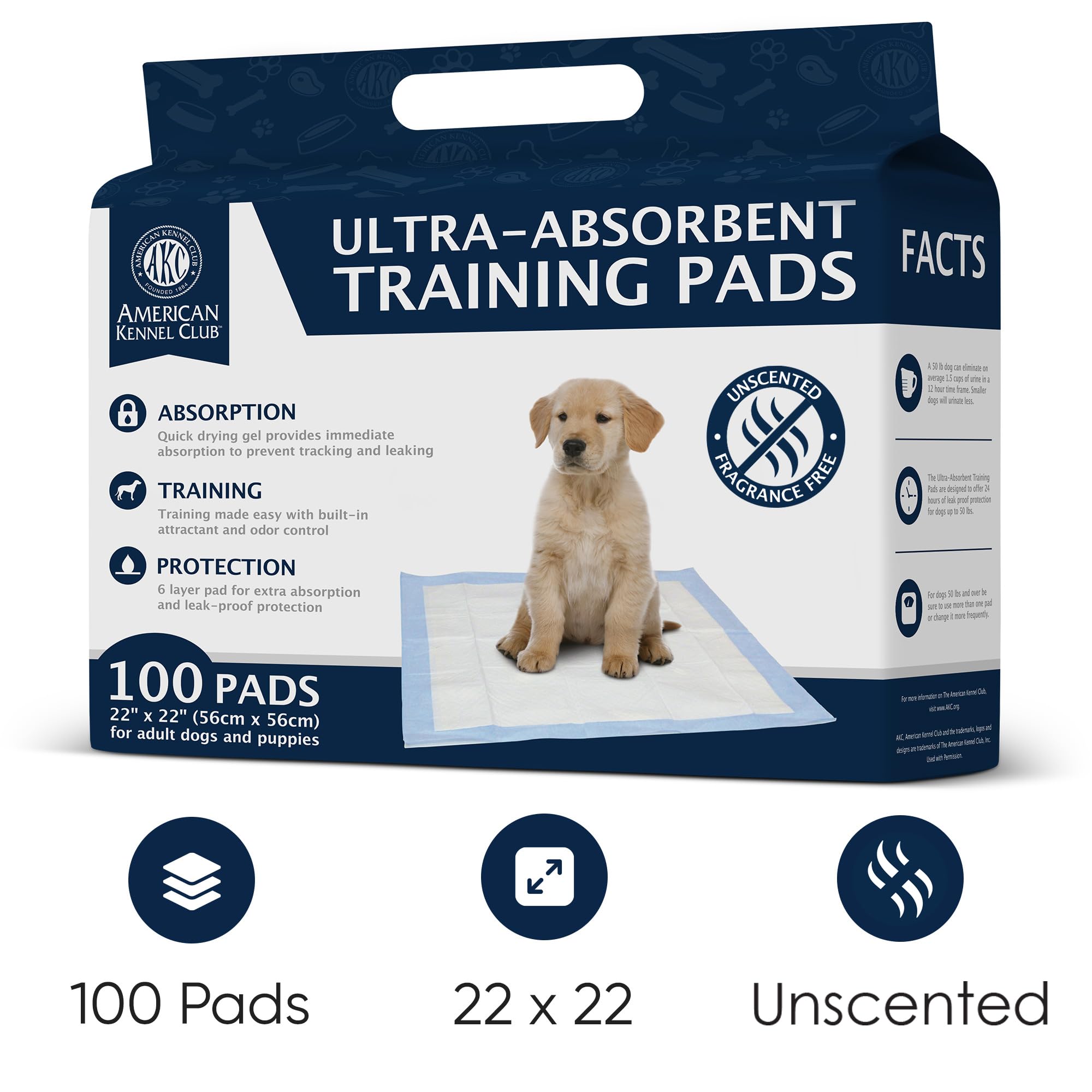 AKC training pad quick-dry gel absorbs spills quickly