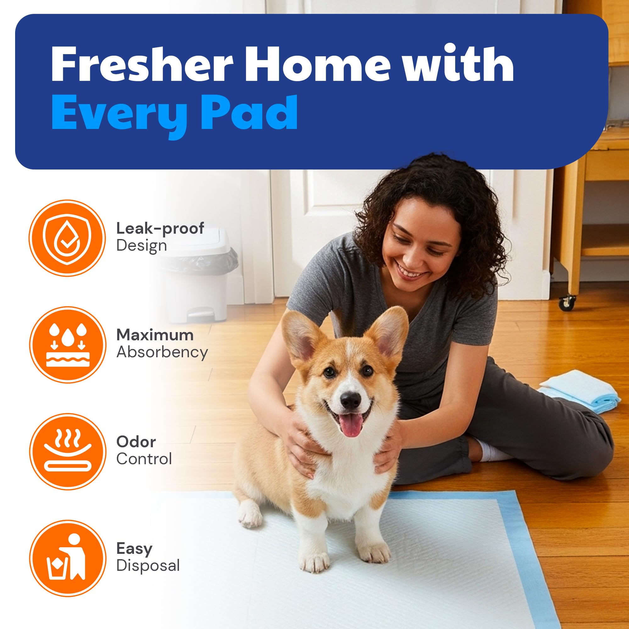 AKC training pad showing leak-proof top layer for surface protection.
