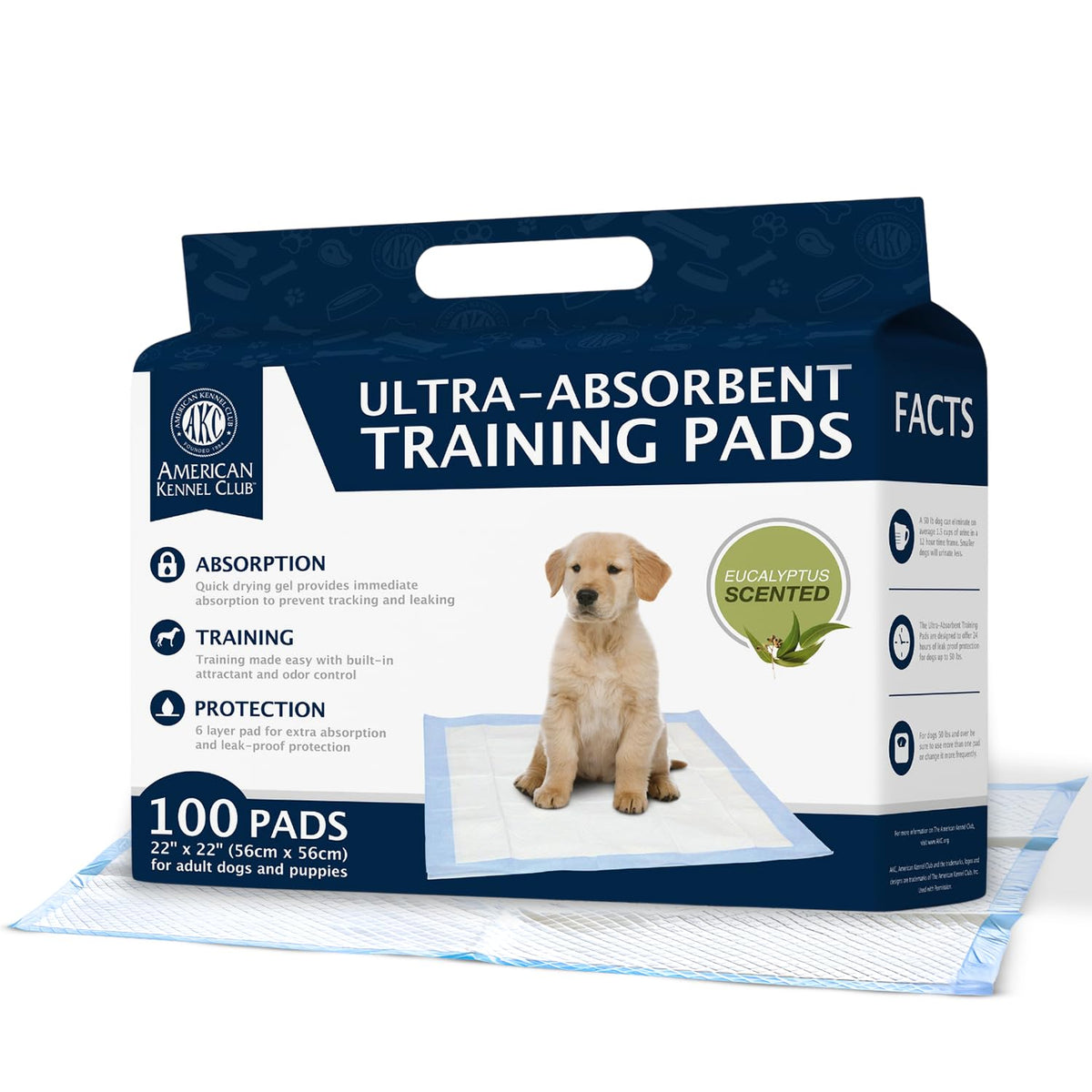 American Kennel Club AKC62975 6-layer leak-proof pad seen from top, emphasizing absorbent surface