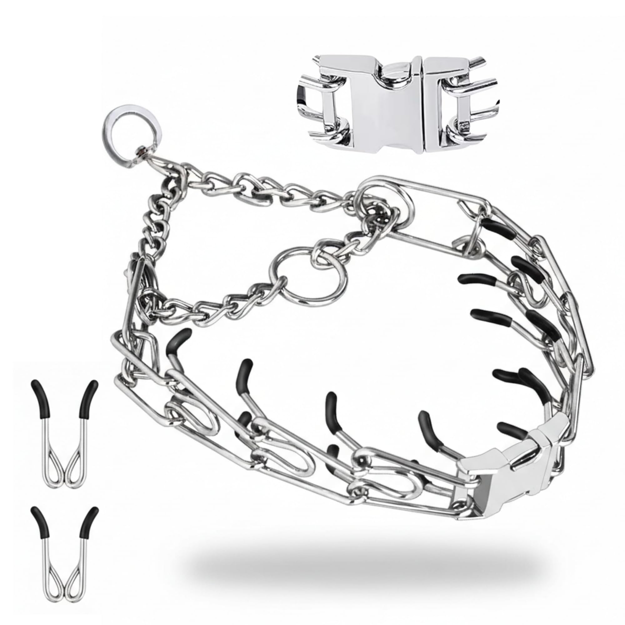 AKDNZ No Pull Collar 3mm stainless steel close-up shows durable construction for calm walks.