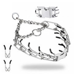 AKDNZ No Pull Collar 3mm stainless steel close-up shows durable construction for calm walks.