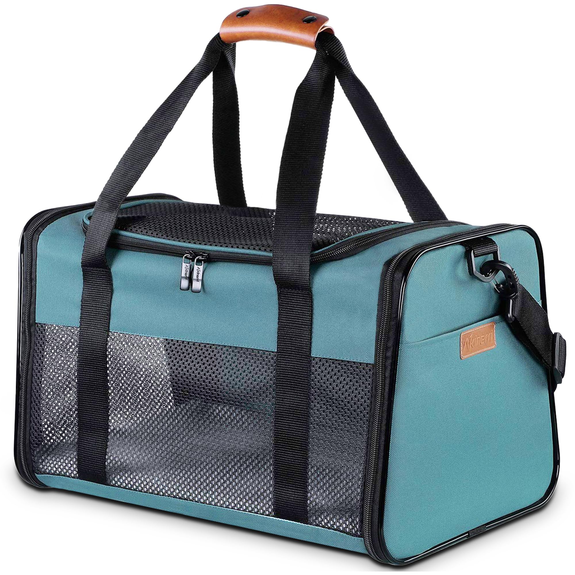 Akinerri cat carrier with top entrance for easy pet access and ventilation.