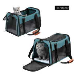 Akinerri foldable pet carrier in closed form for compact storage.
