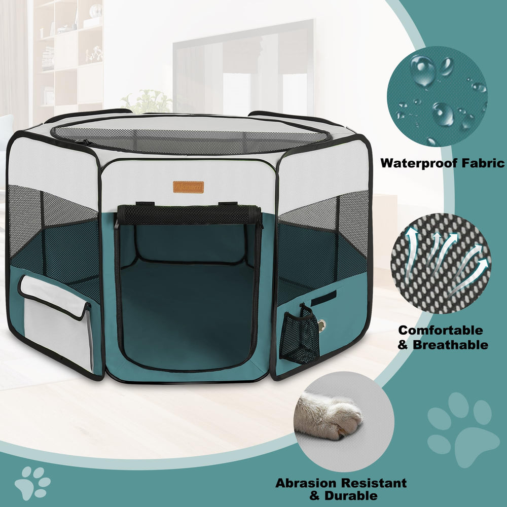 Akinerri portable pet tent blue, spacious interior for multiple companions.