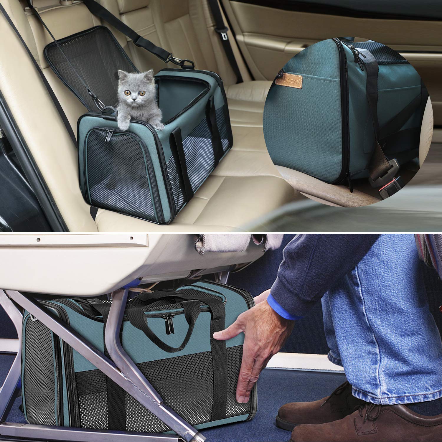 Akinerri soft-sided bag includes fleece pad for cozy, on-the-go comfort.