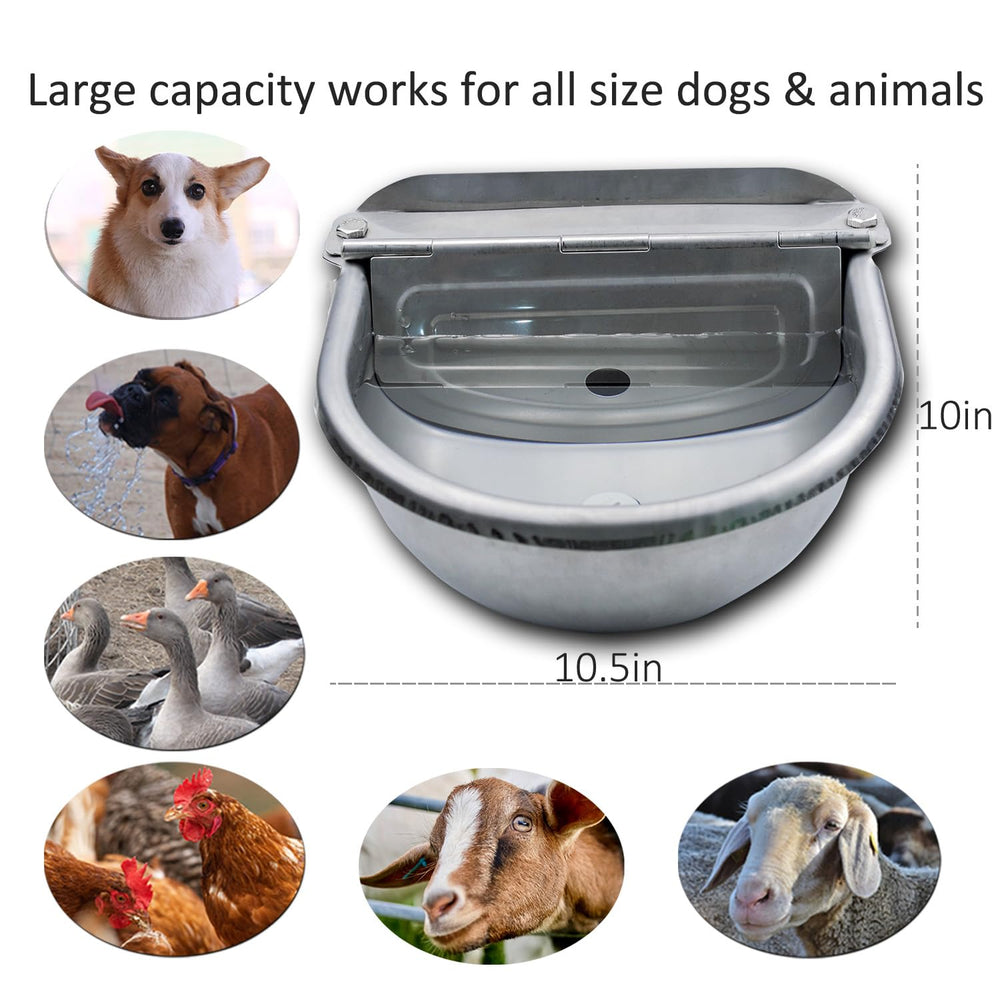 AKUATUZ stainless steel dog waterer with drain hole for easy cleaning.