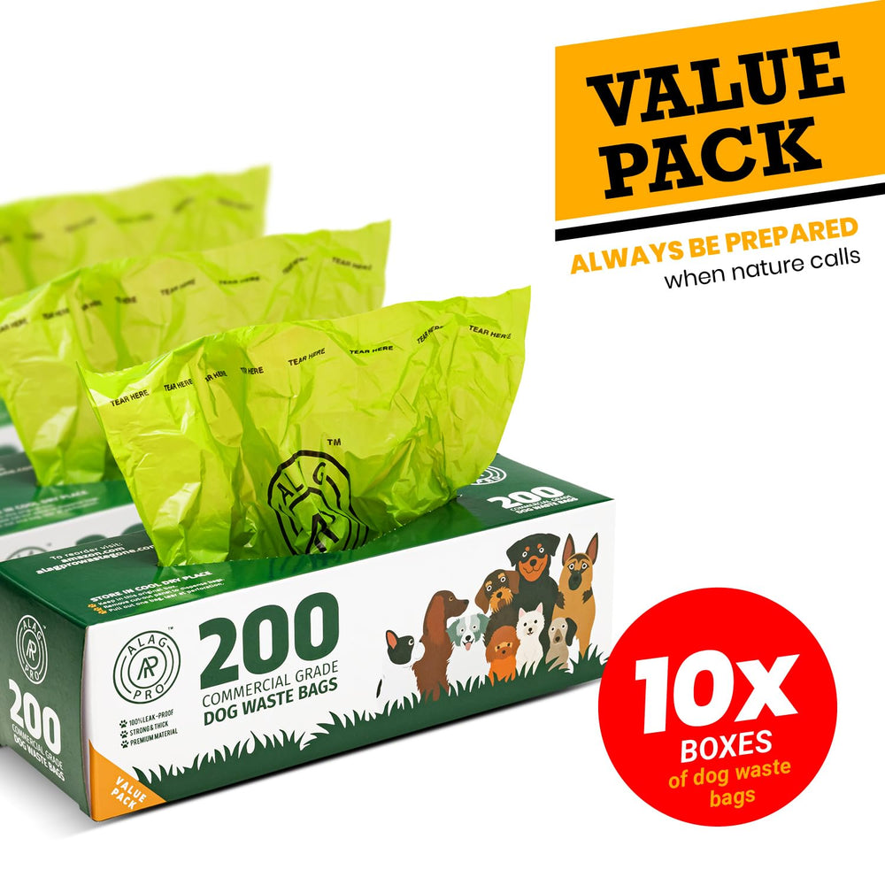 ALAGPRO commercial-grade poop bags provide leak-proof outdoor protection.